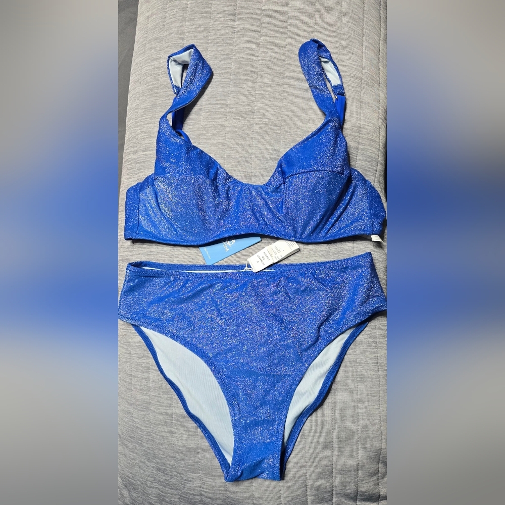Cupshe Shimmery Royal Blue Bikini Set